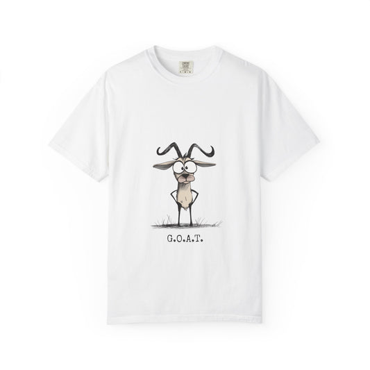 Funny Goat Graphic T-Shirt, G.O.A.T. Tee, Humor T-Shirt, Gift for Animal Lovers, Quirky Apparel